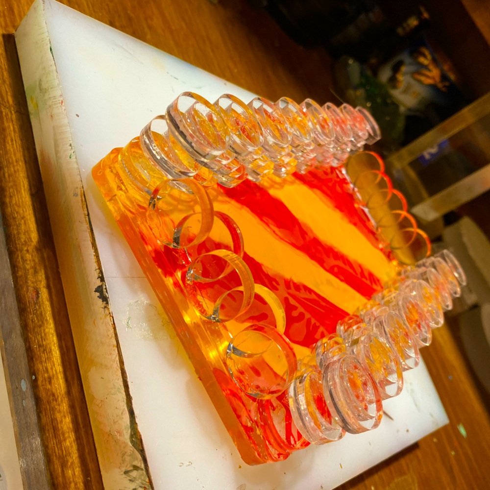 Hand painted polycarbon plastic tray